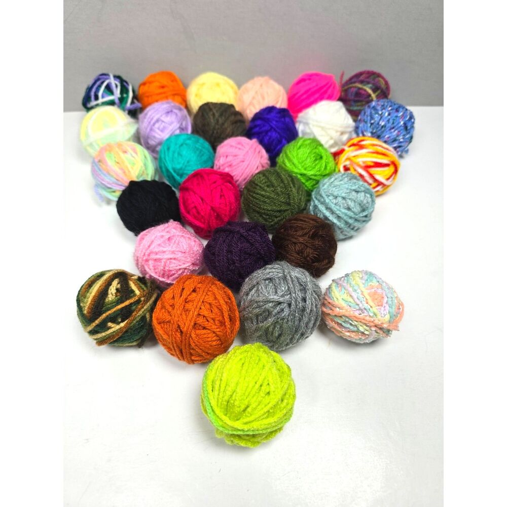 Yarn Lot Solid Variegated Small Balls 29 Different Variety Colors Destash Crafts